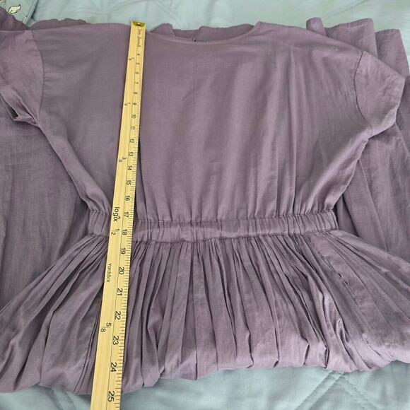 Urban Research DOORS Purple Cotton Midi Dress M Gathered Waist Japan Minimalist - Picture 13 of 13